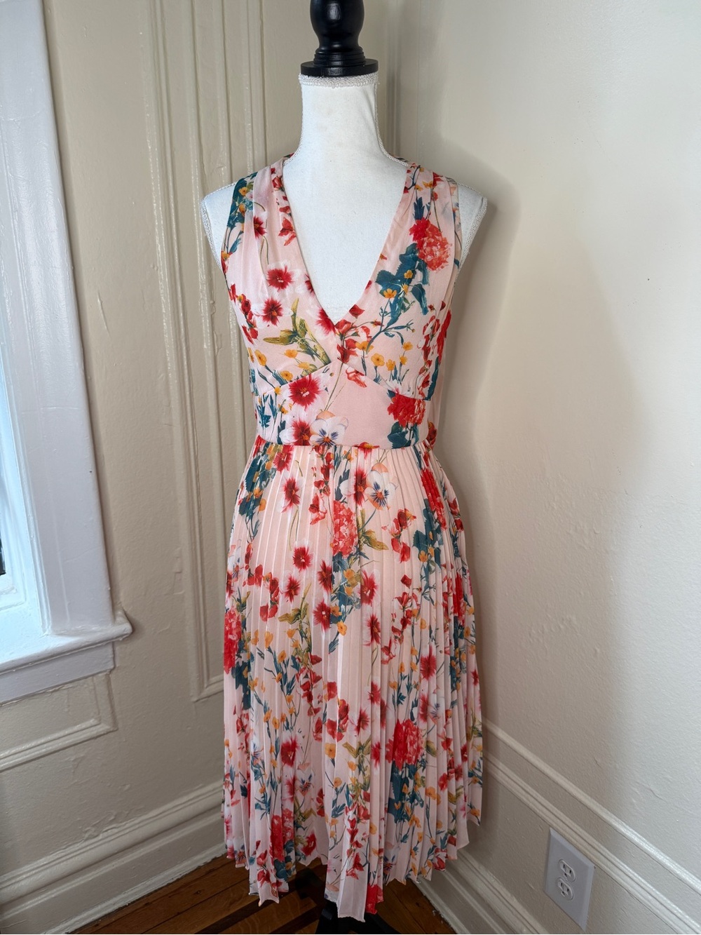 Karen Millen Luxury Design Floral Coastal Preppy Summer Flowy Maxi Dress
